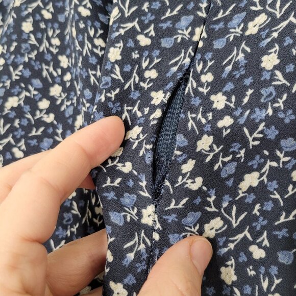 Retro 90's Floral Blue Skirt Lined Y2K Floral Midi Skirt Straight Classic - Picture 5 of 8